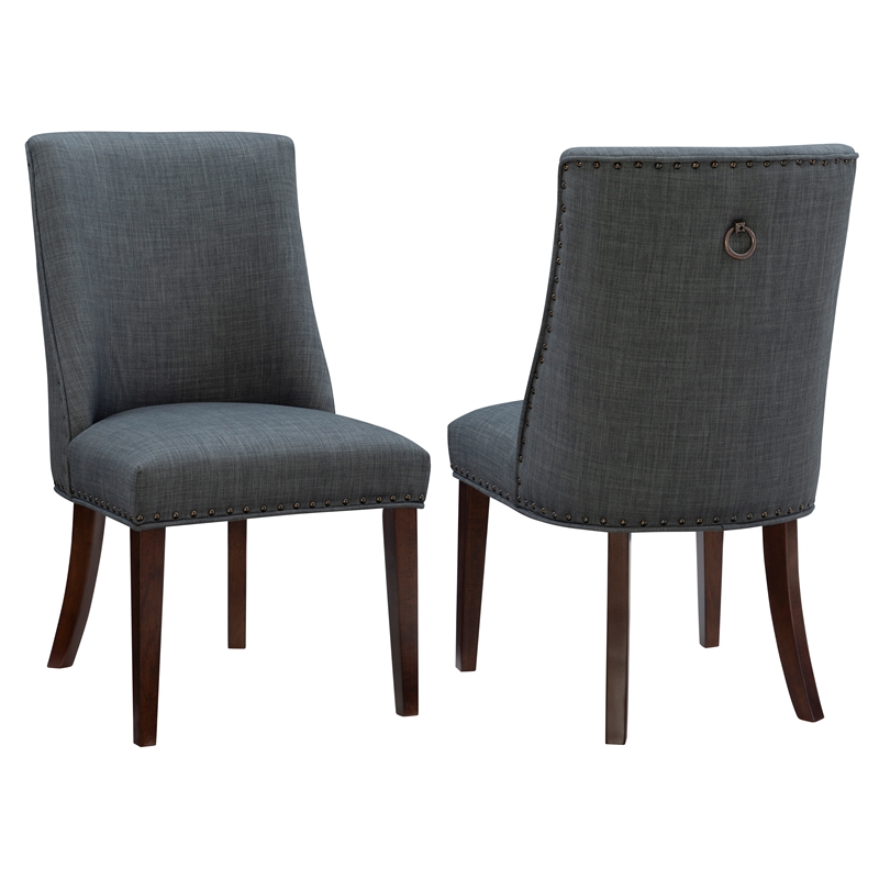 Pemberly Row Transitional Wood Dining Chairs Set of Two in Espresso and Gray