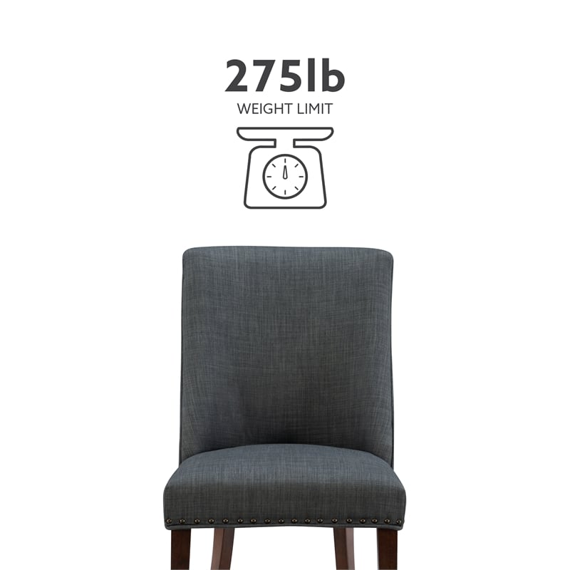 Pemberly Row Transitional Wood Dining Chairs Set of Two in Espresso and Gray