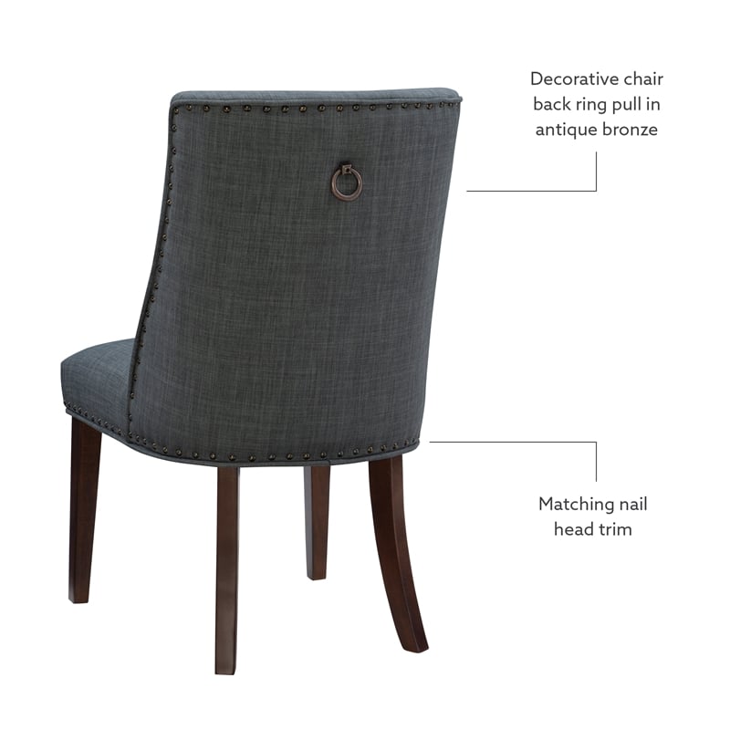Pemberly Row Transitional Wood Dining Chairs Set of Two in Espresso and Gray