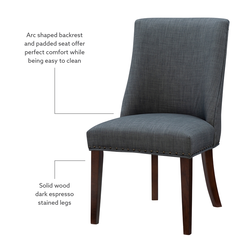 Pemberly Row Transitional Wood Dining Chairs Set of Two in Espresso and Gray