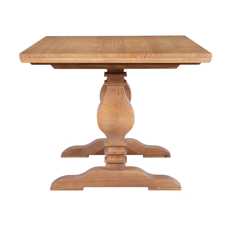 Pemberly Row Transitional Solid Pine Wood Dining Table in Rustic Honey Brown