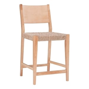Pemberly Row 24&quot Solid Wood Counter Stool in Natural Brown (Set of 2)