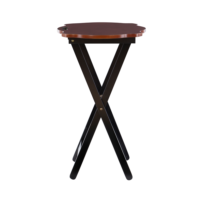 Pemberly Row Traditional Five Piece Wood Tray Table Set in Hazelnut and Black