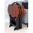 Pemberly Row Traditional Five Piece Wood Tray Table Set in Hazelnut and Black