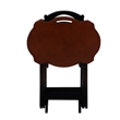 Pemberly Row Traditional Five Piece Wood Tray Table Set in Hazelnut and Black