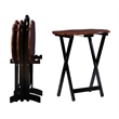 Pemberly Row Traditional Five Piece Wood Tray Table Set in Hazelnut and Black