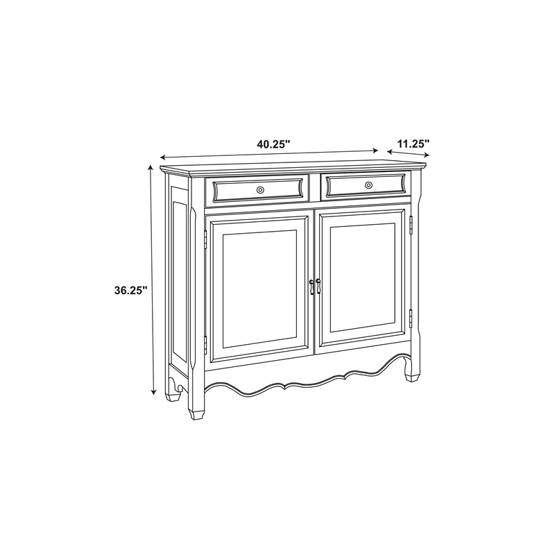 Pemberly Row Traditional Wood Storage Cabinet Console in Antiqued Blue and White