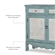 Pemberly Row Traditional Wood Storage Cabinet Console in Antiqued Blue and White