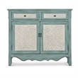 Pemberly Row Traditional Wood Storage Cabinet Console in Antiqued Blue and White
