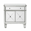 Pemberly Row Modern Mirrored Solid Wood One Drawer Console Table in Gray
