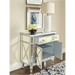 Pemberly Row Modern Mirrored Solid Wood One Drawer Console Table in Gray