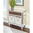 Pemberly Row Modern Mirrored Solid Wood One Drawer Console Table in Gray