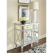Pemberly Row Modern Mirrored Solid Wood One Drawer Console Table in Gray