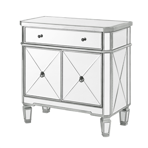 pemberly row modern mirrored solid wood one drawer console table in gray