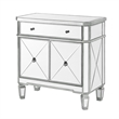 Pemberly Row Modern Mirrored Solid Wood One Drawer Console Table in Gray