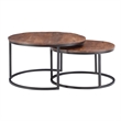 Pemberly Row Modern Mango Wood and Metal Nesting Coffee Tables in Black/Brown