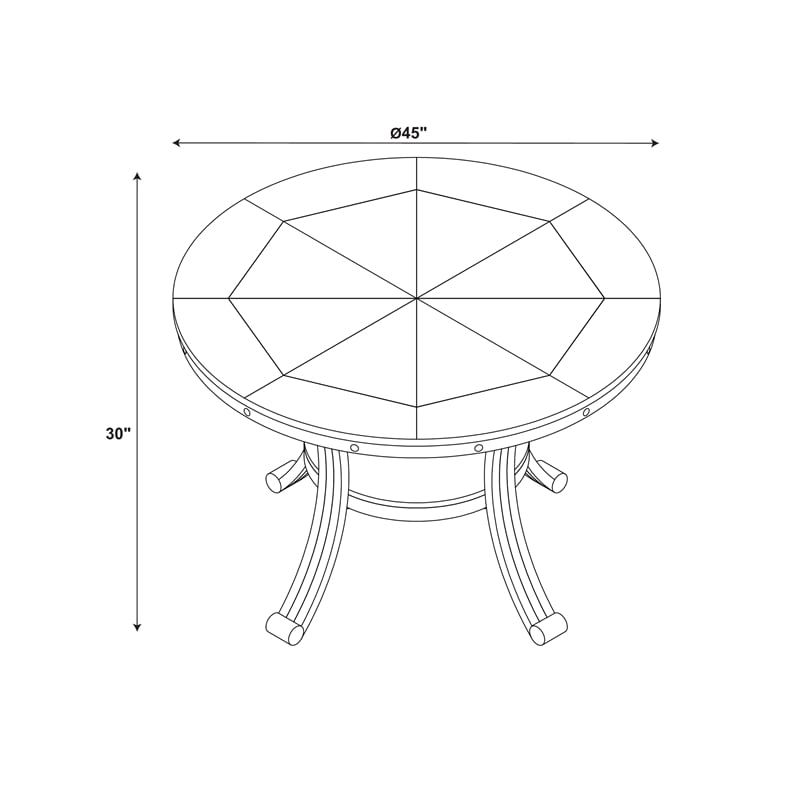 Pemberly Row Transitional Wood and Metal Round Dining Table in Rustic Brown