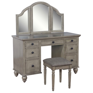 pemberly row transitional vanity and bench with led lighted mirror in brown