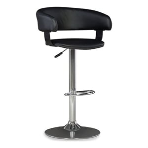 Pemberly Row 22&quot-31.5&quot Contemporary Faux Leather Adjustable Barstool in Black