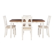 Pemberly Row Farmhouse Five Piece Dining Set in Vanilla White and Honey Brown
