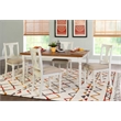 Pemberly Row Farmhouse Five Piece Dining Set in Vanilla White and Honey Brown