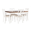 Pemberly Row Farmhouse Five Piece Dining Set in Vanilla White and Honey Brown