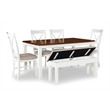 Pemberly Row Transitional Wood Six Piece Dining Set in Vanilla White and Brown
