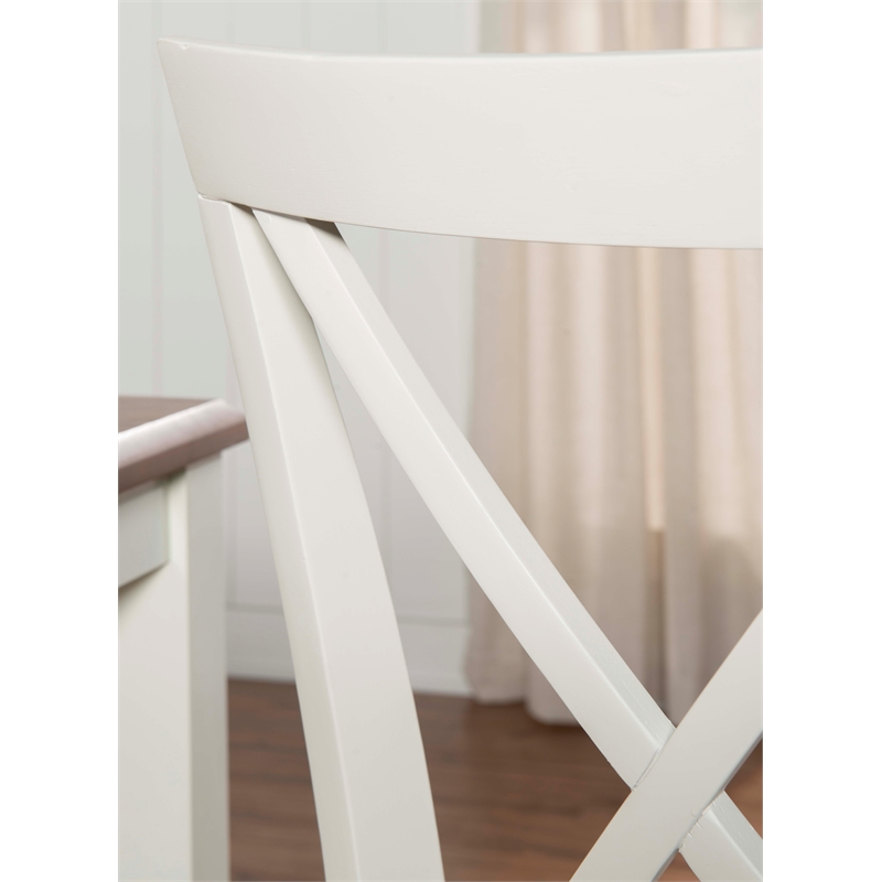 Pemberly Row Transitional Wood Six Piece Dining Set in Vanilla White and Brown