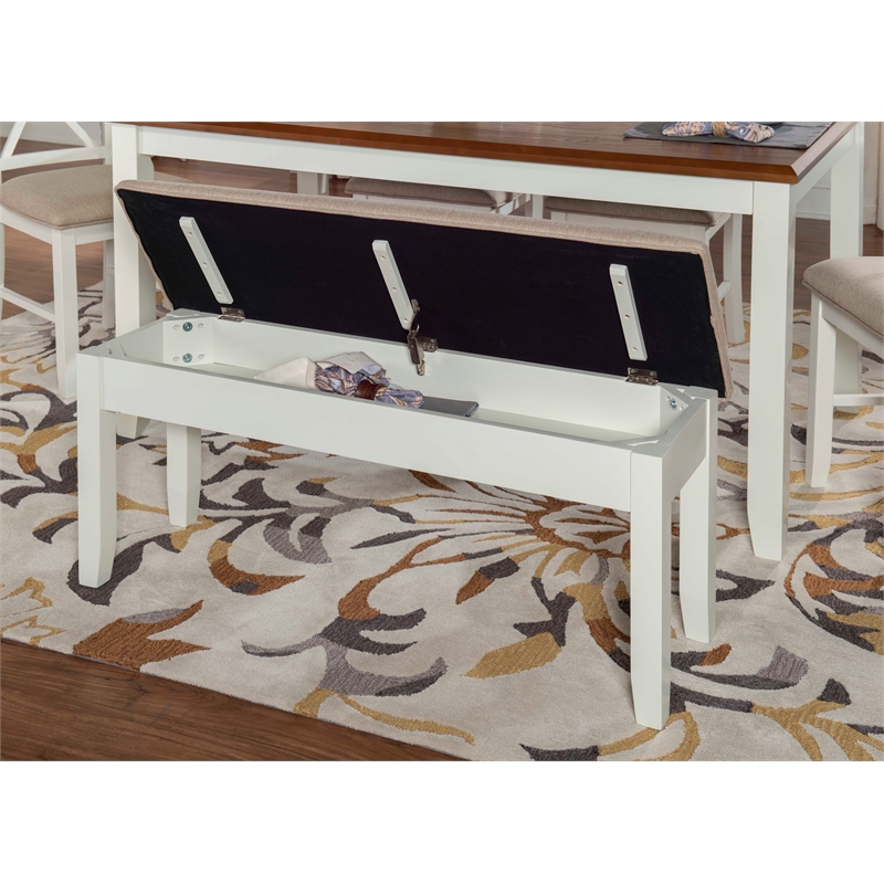Pemberly Row Transitional Wood Six Piece Dining Set in Vanilla White and Brown