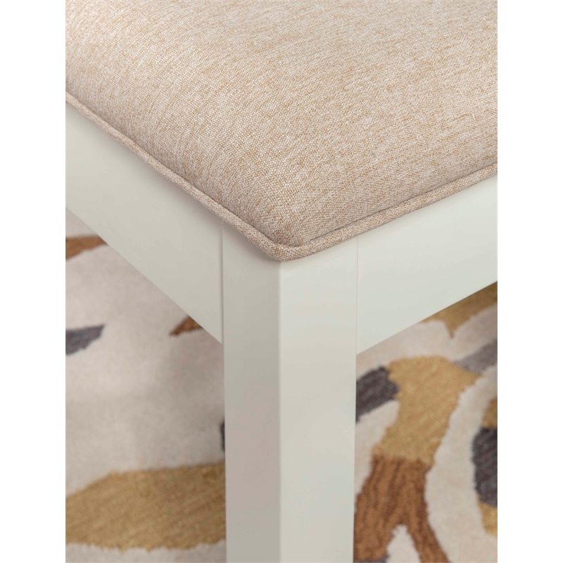 Pemberly Row Transitional Wood Six Piece Dining Set in Vanilla White and Brown
