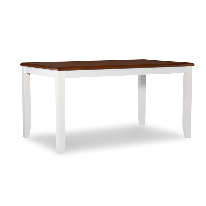 Pemberly Row Transitional Wood Six Piece Dining Set in Vanilla White and Brown