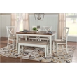 Pemberly Row Transitional Wood Six Piece Dining Set in Vanilla White and Brown