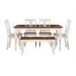 Pemberly Row Transitional Wood Six Piece Dining Set in Vanilla White and Brown