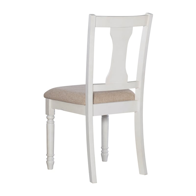 Pemberly Row Transitional Wood Six Piece Dining Set in Vanilla White and Brown