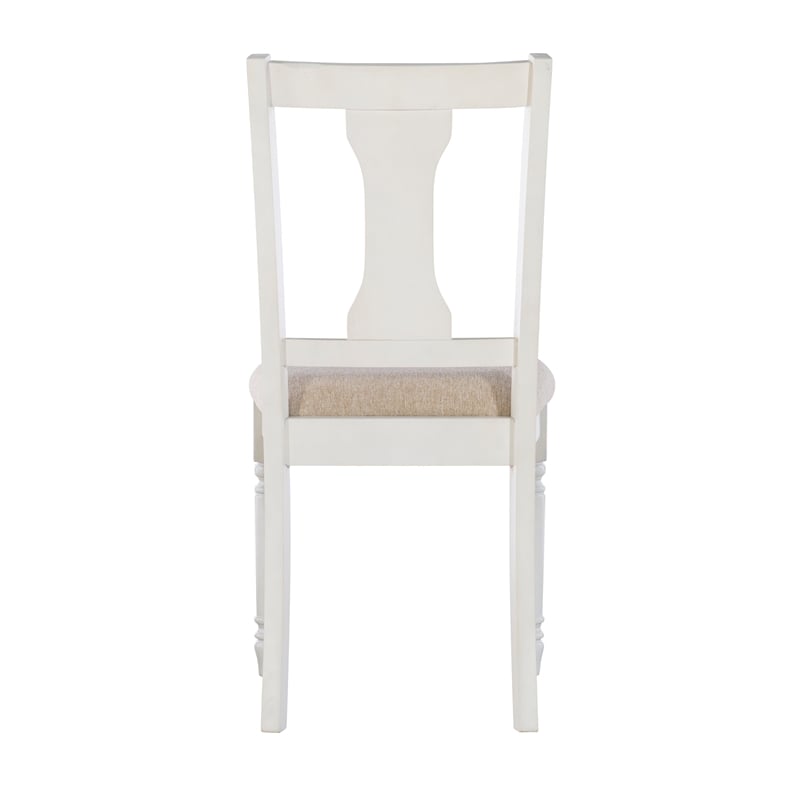 Pemberly Row Transitional Wood Six Piece Dining Set in Vanilla White and Brown