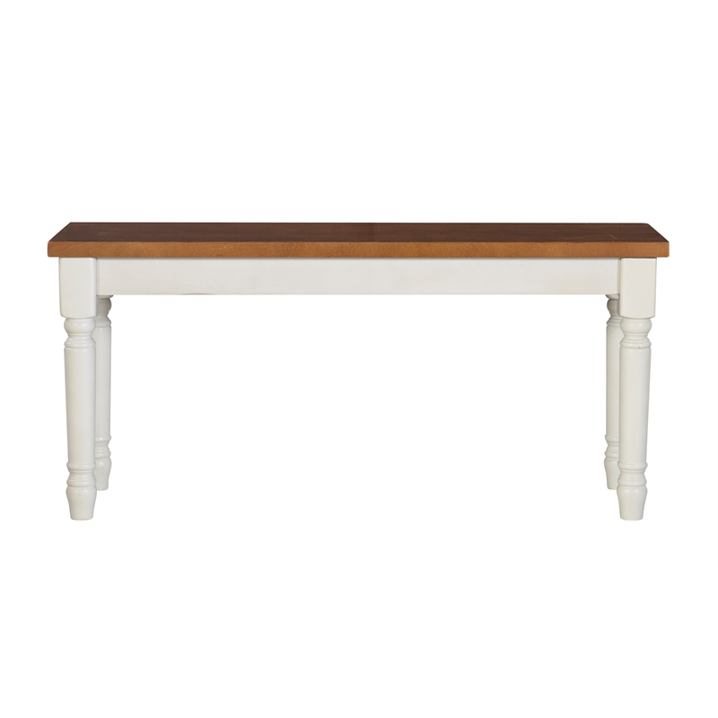 Pemberly Row Transitional Wood Six Piece Dining Set in Vanilla White and Brown