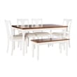 Pemberly Row Transitional Wood Six Piece Dining Set in Vanilla White and Brown