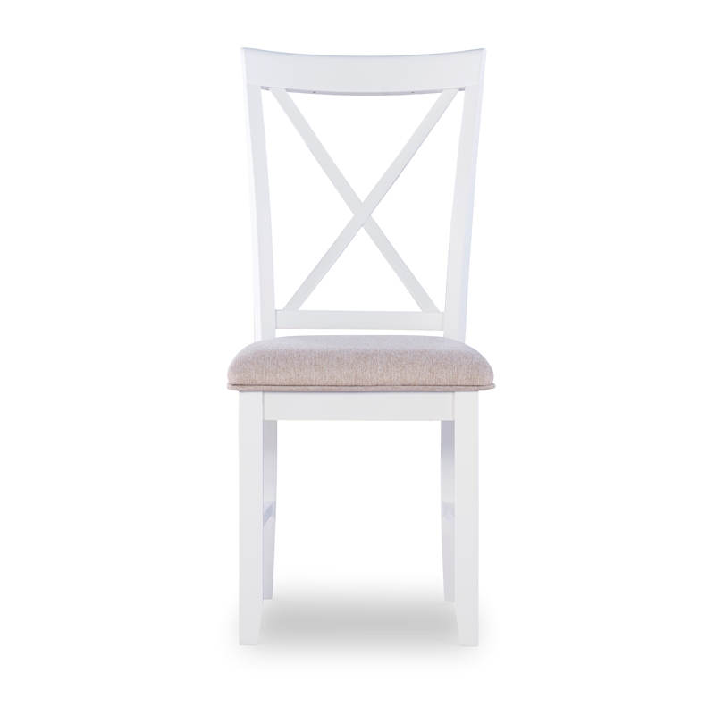 Pemberly Row Transitional Wood Five Piece Dining Set in Vanilla White and Brown