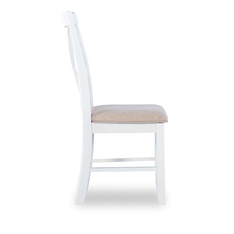Pemberly Row Transitional Wood Five Piece Dining Set in Vanilla White and Brown