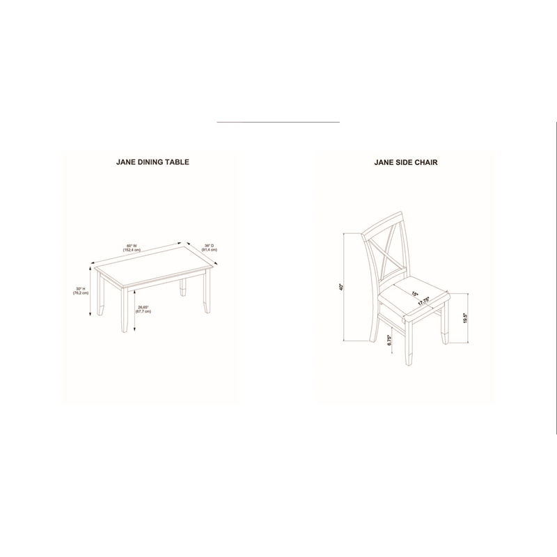 Pemberly Row Transitional Wood Five Piece Dining Set in Vanilla White and Brown
