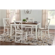 Pemberly Row Transitional Wood Five Piece Dining Set in Vanilla White and Brown