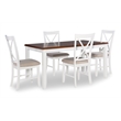 Pemberly Row Transitional Wood Five Piece Dining Set in Vanilla White and Brown