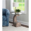 Pemberly Row Sculptured Coastal Resin Table with Glass Top in Driftwood