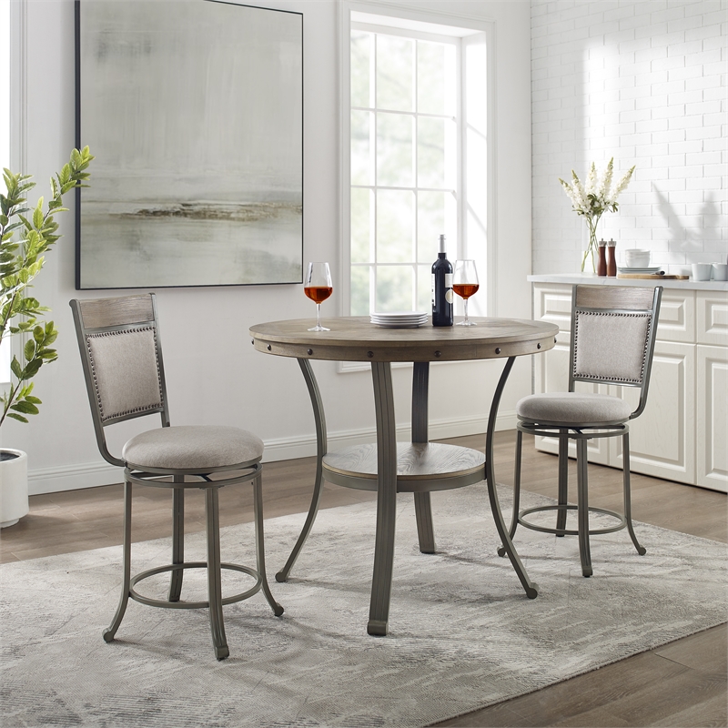 Pemberly Row Transitional Wood and Metal Counter Height 42