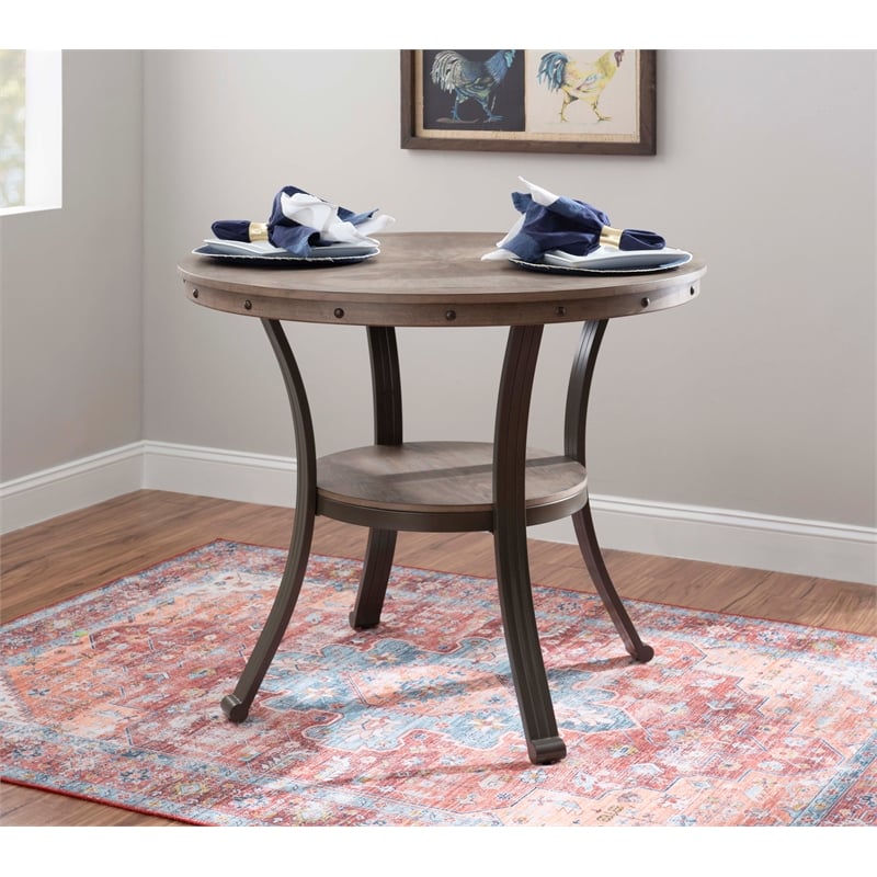 Pemberly Row Transitional Wood and Metal Counter Height 42