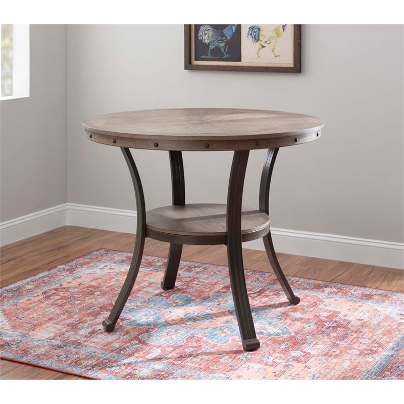 Pemberly Row Transitional Wood and Metal Counter Height 42