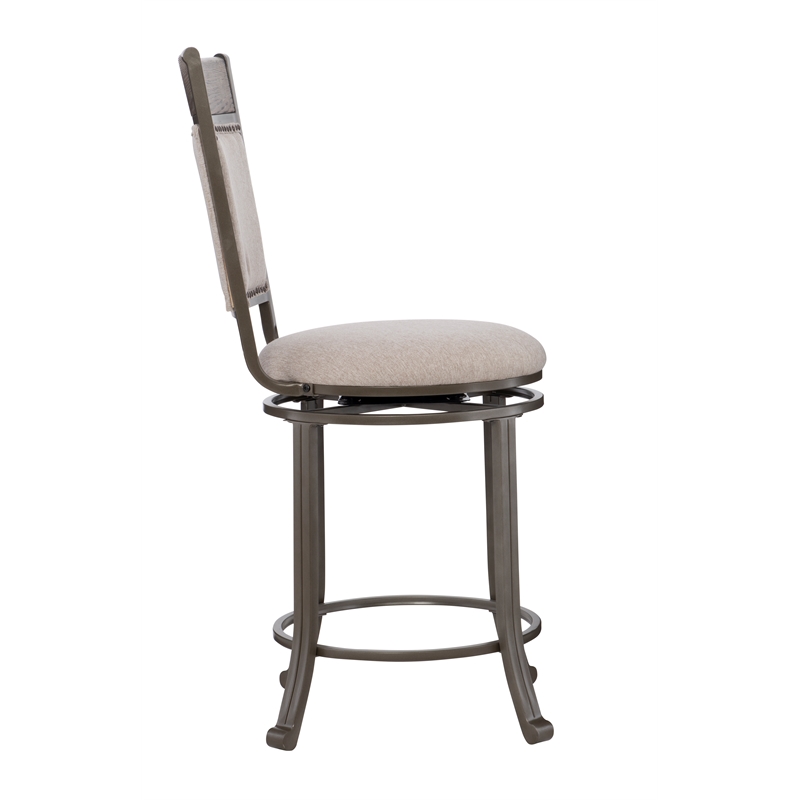 Pemberly Row Transitional Five Piece Metal Counter Height Dining Set in Pewter