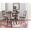 Pemberly Row Transitional Five Piece Metal Counter Height Dining Set in Pewter