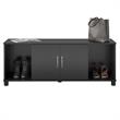 Pemberly Row Transitional Shoe Storage Bench in Black