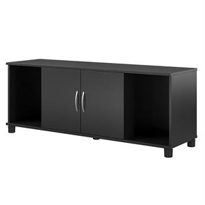 Pemberly Row Transitional Shoe Storage Bench in Black